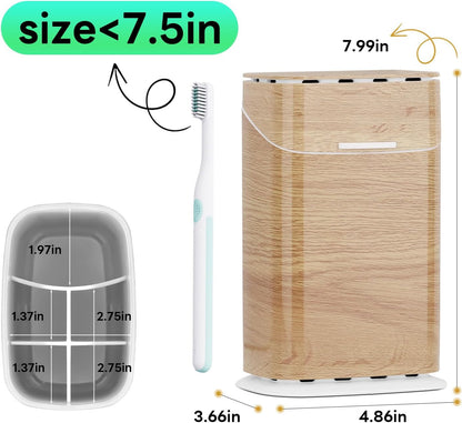 GFWARE Electric Toothbrush Holder with Cover, Ventilated & Drainage, Silver | Detachable 5 Slots Bathroom Organizer for Toothbrush & Toothpaste, Waterproof & Dustproof, Electric Toothbrushes Under 10 In