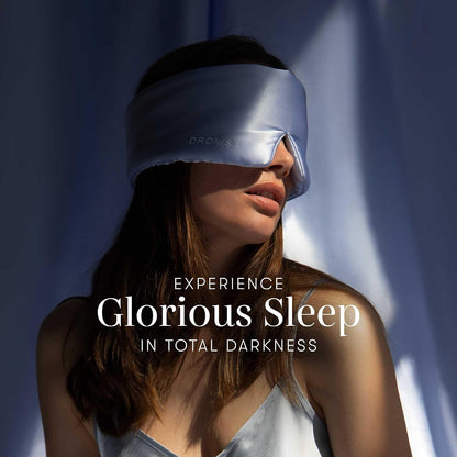 DROWSY Silk Sleep Mask - Face-Hugging, Padded Cocoon for Luxury Sleep in Total Darkness - 100% Pure Mulberry Silk, Skin-Hydrating & Adjustable (Midnight Blue)