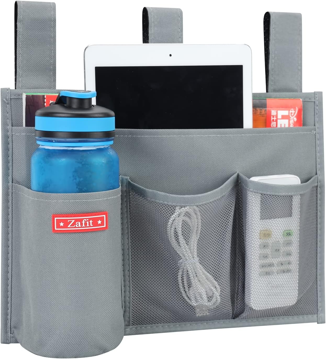 Zafit Hanging Bedside Caddy, Bedside Storage Organizer for Magazine, Phone, Remote control (Classic4 Pockets-Black)