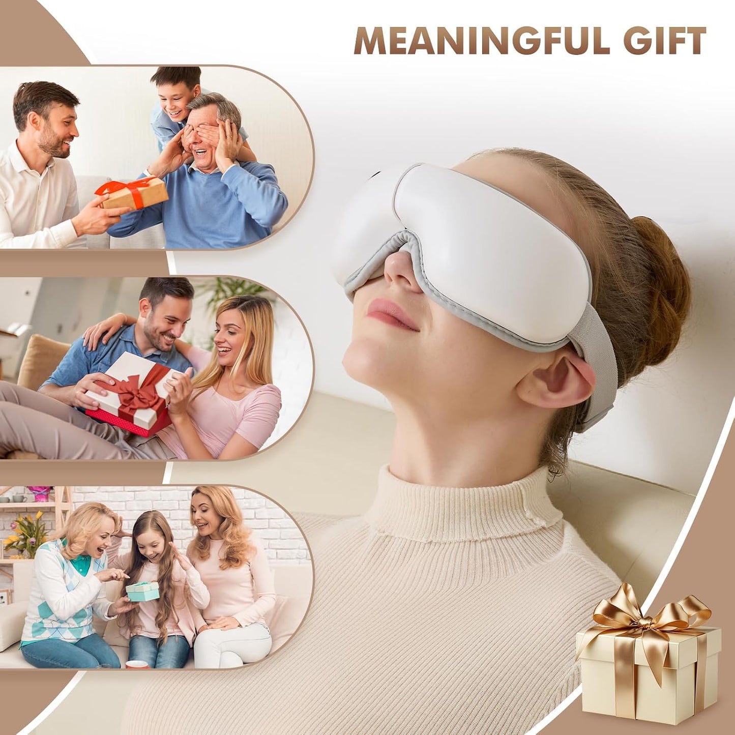 LAOBEN Eye Massager with Heat, Cordless Heated Eye Mask for Improve Sleep, Dry Eyes and migraines Relief, Reduce Strain for Plane, Travel and Office, Birthday Gifts for Women Men Mom Dad