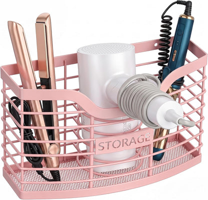 Hair Tool Organizer, Hair Dryer Holder for Bathroom Vanity Counter Cabinet | Dresser Blow Dryer Holder, No Drilling Wall Mount Storage Basket for Blow Dryers, Shaver, Comb, Curling Iron, Straightener