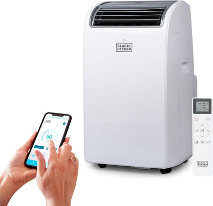 BLACK+DECKER Smart Portable Air Conditioner, 12,000 BTU, BPACT12WT, White | 8,000 BTU SACC for Rooms up to 550 Sq. Ft., Smart 3-in-1 Portable AC, Fan and Dehum with Follow Me Remote