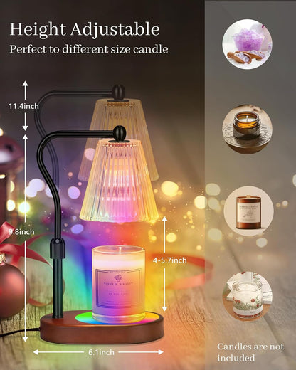 Engpure Candle Warmer Lamp - Candle Warmer Lamp with Timer and Dimmer Adjustable Height,Electric Wax Melt Warmer with 2 Bulbs for Scented Jar Candles Home Decor Mother's Day Gifts, Amber