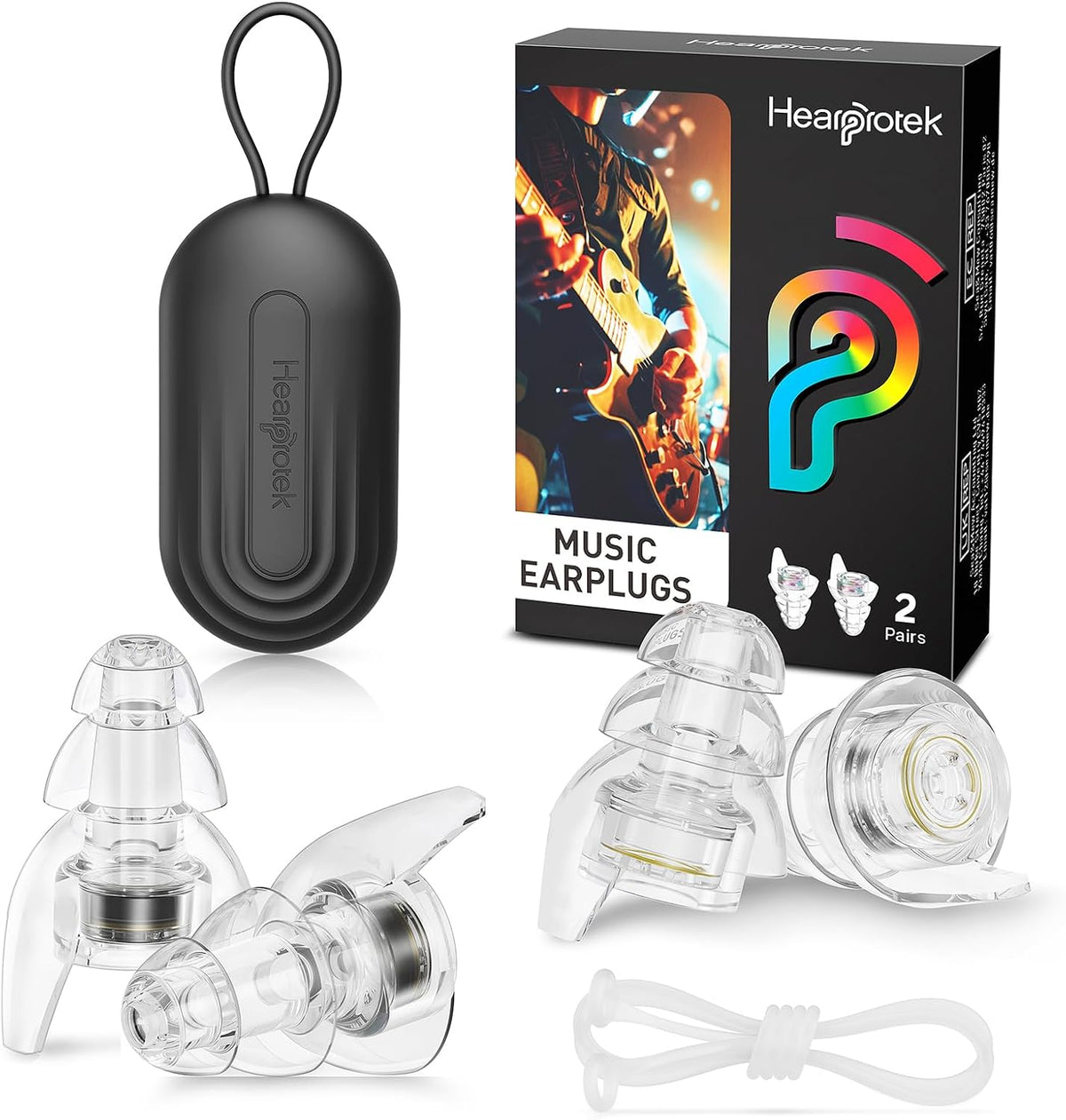 Hearprotek Concert Ear Plugs, 2Pairs Reusable high Fidelity Musician Ear Plugs for Concerts Loud Music-Noise Reduction Ear Protection earplugs for Rave,Festival,Music,Tinnitus Relief