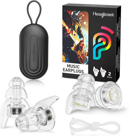 Hearprotek Concert Ear Plugs, 2Pairs Reusable high Fidelity Musician Ear Plugs for Concerts Loud Music-Noise Reduction Ear Protection earplugs for Rave,Festival,Music,Tinnitus Relief
