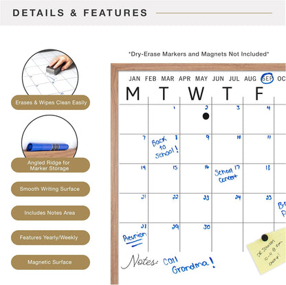 MCS Dry Erase Weekly Meal Planner Black Framed Calander Whiteboard, 11x24 | Dry Erase Weekly Meal Planner Black Framed Calander Whiteboard Frame, 11x24 Inch