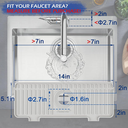 Kitchen Sink Splash Guard, 20IN Longer Silicone Faucet Guard & Draining Mat, Bathroom and Kitchen Sink Organizer, Sink Faucet Mat Water Splash Guard Behind Faucet Accessories Gadget, 20” x 5.5”, White