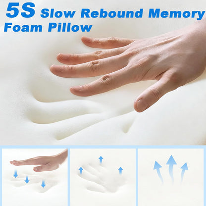 Cervical Neck Pillow for Pain Relief – Ergonomic Memory Foam Pillow for Side Sleeper Contour Orthopedic Bed Pillow for Neck Support with Cooling Cover – Ideal Christmas Birthday Gift for Women Men