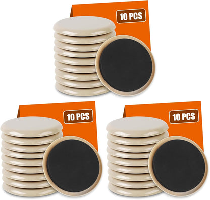10PCS Furniture Sliders, 3 1/2" Furniture Sliders for Hardwood Floors, Reusable for Carpet, Heavy Duty Furniture Movers Sliders, Carpet, Floor Protectors (Beige)