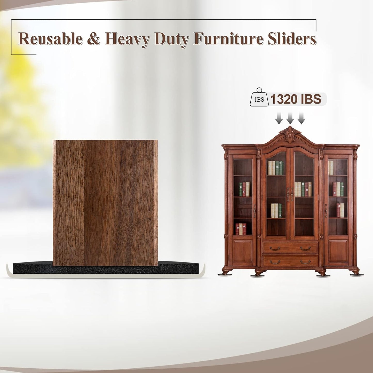 4PCS Large Furniture Sliders for Carpet and Hardwood Floors,9 1/2" x 5 3/4" | Reusable Furniture Moving Pad,Premium Furniture Movers Sliders, Oval Heavy Duty Sliders, Move Easily Protect Your Floor,Beige
