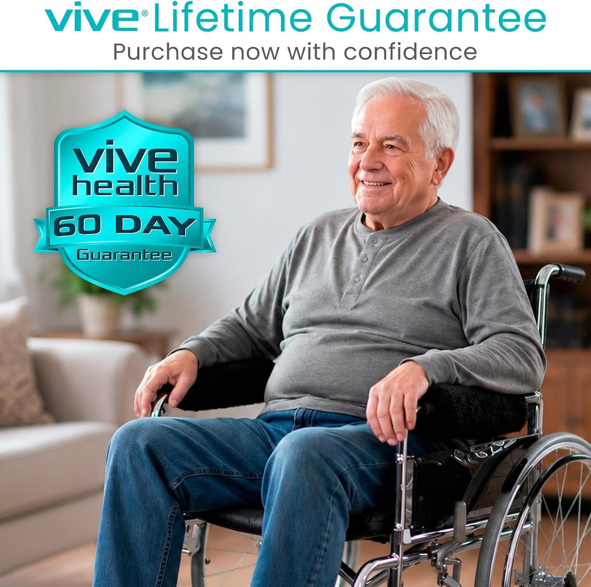 Vive Wheelchair Armrest Pads (2 PCS) - Memory Foam Sheepskin Cushion