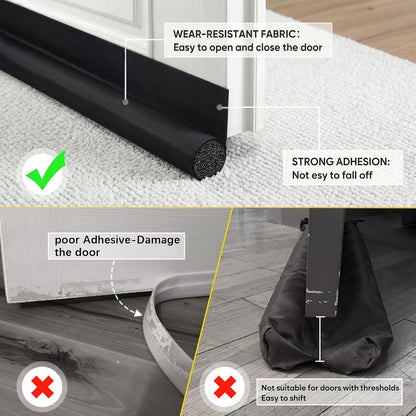 HomeProtect Door Draft Stopper Weather Stripping Door Seal Under Door Sweep Block Cold Air Gaps Front Soundproof Draft Blocker for Bottom of Door Suitable for Interior/Exterior,White