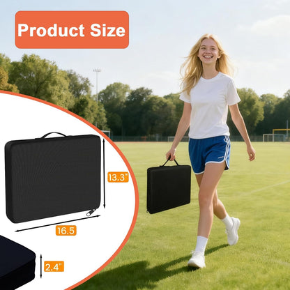 2 Pack Heated Black Stadium Seat Cushions for Bleachers, Extra Thick 2.4" Waterproof 600D Oxford Cushion with Handle & Zipper, Portable Indoor Outdoor for Sports Events, Office Chairs, Beaches