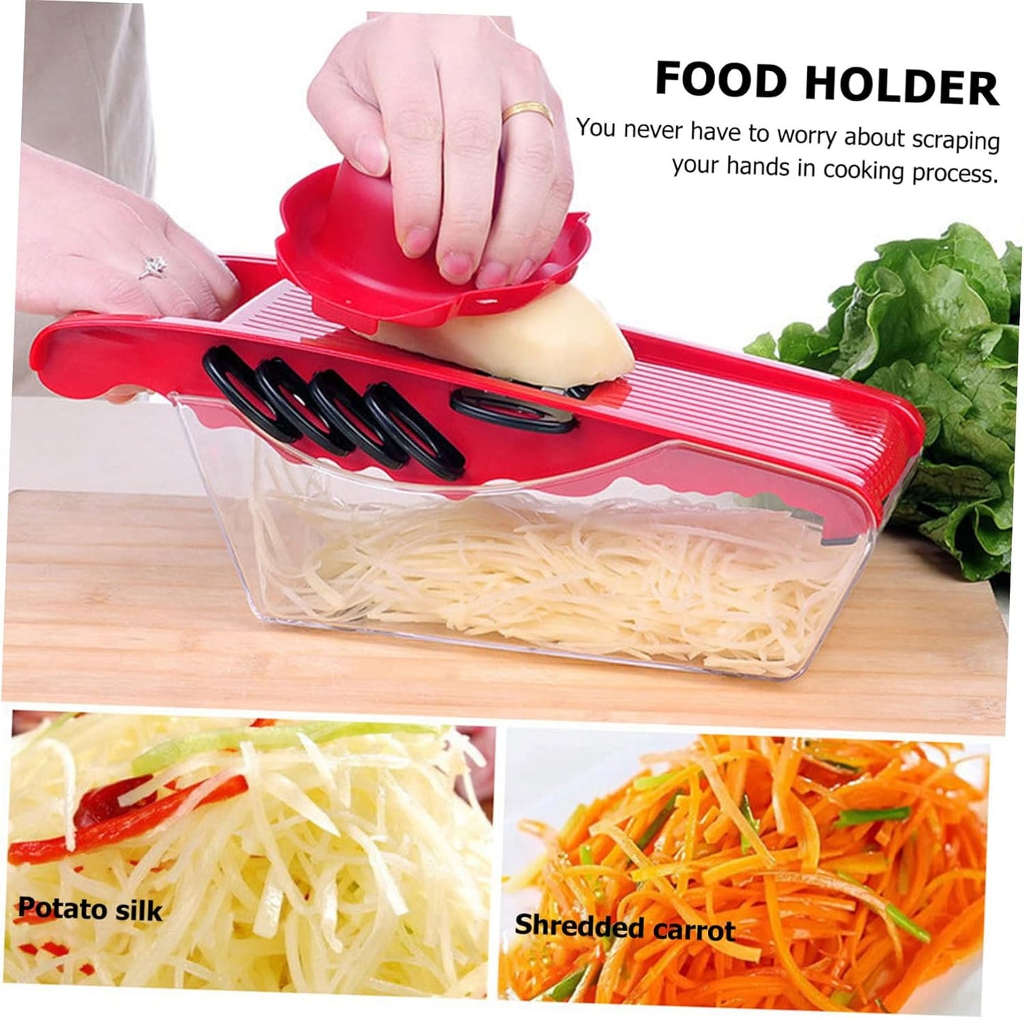 Food Grater Finger Guard Multi-functional Food Safety Holder for Slicing Vegetables Easy to Clean for Potatoes Onions Cheese and Fruits