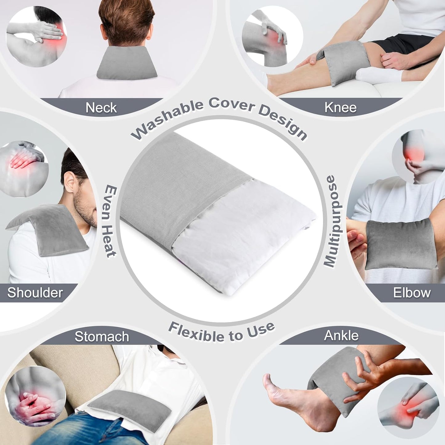 SuzziPad Heating Pad Microwavable for Reduce Discomfort with Washable Cover, 7 x12 Reusable Heat Pads for Shoulder, Belly, Elbow, Knee, Moist Heated Pack, Sore Muscle, Soothing Fatigue, Purple | Removable Cover Design, Long Lasting Moist Heat, Portable