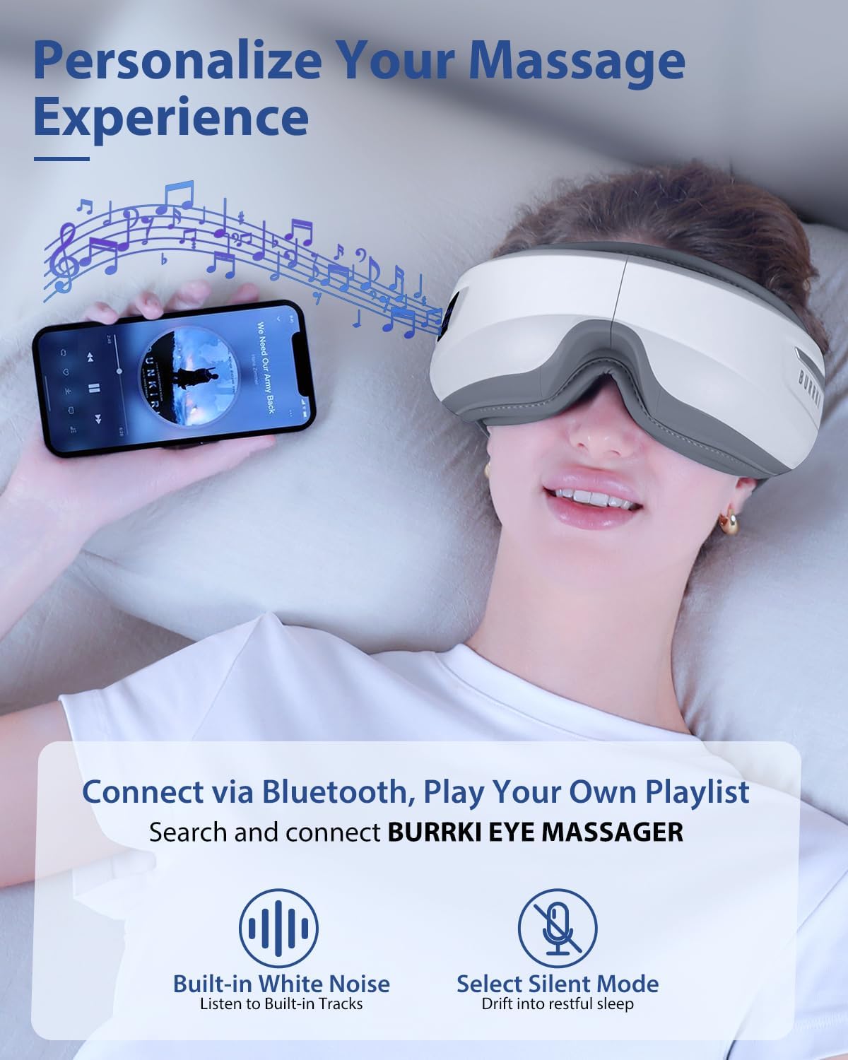 Eye Massager with Heat & Bluetooth Music, Massaging Eye Mask