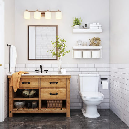 QEEIG Bathroom Shelves Over Toilet - Wall Mounted Floating Shelves Toilet Paper Storage Small Farmhouse Decor Shelf 16 inch Set of 3, Rustic Brown (019-BN3)