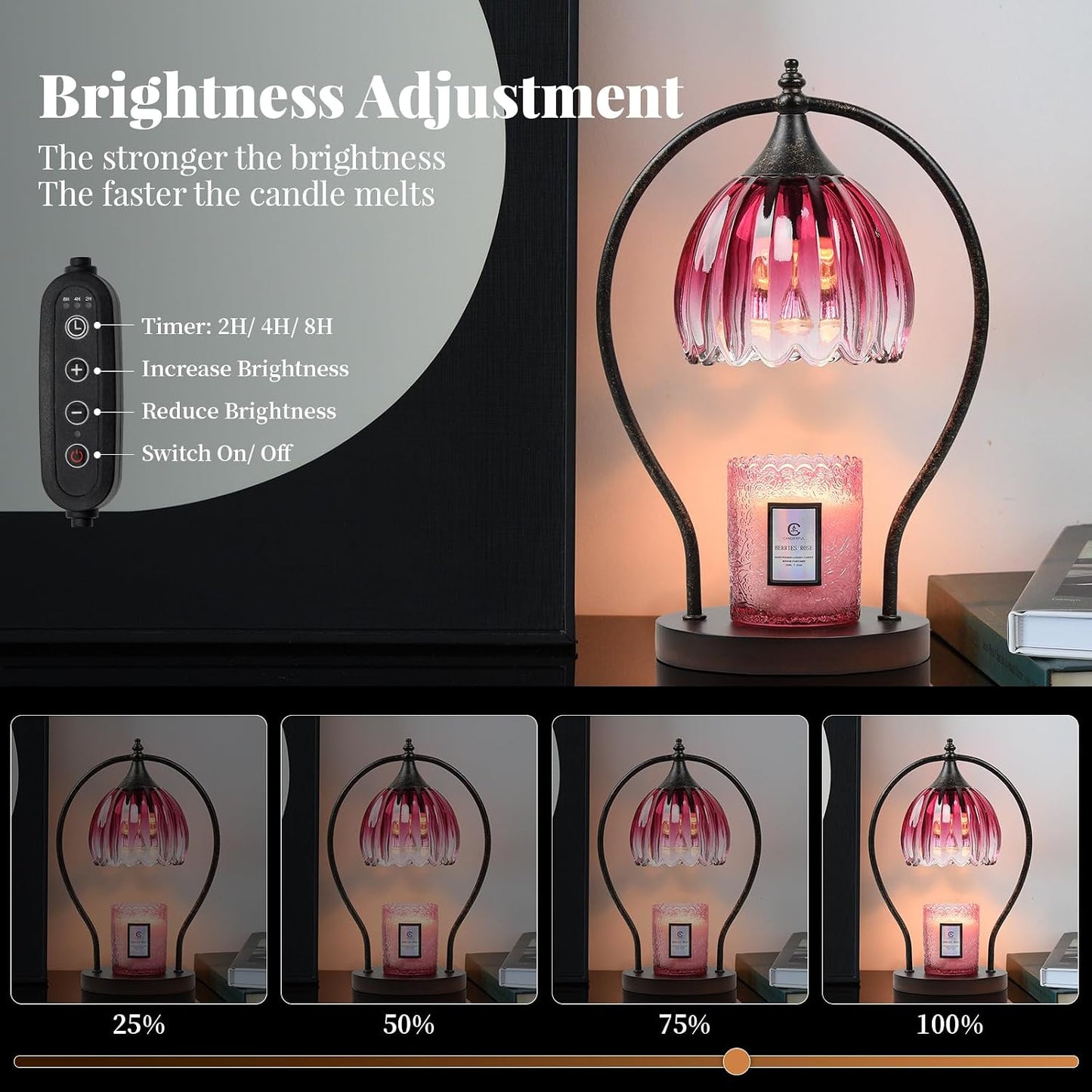 GOODBUY Candle Warmer Lamp with Timer Dimmable: Electric Candle Warmer Birthday Gifts for Women Mom - Candle Lamp Warmer House Warming Gifts New Home Decor - Wax Warmer for Jar Candles with 2 Bulbs