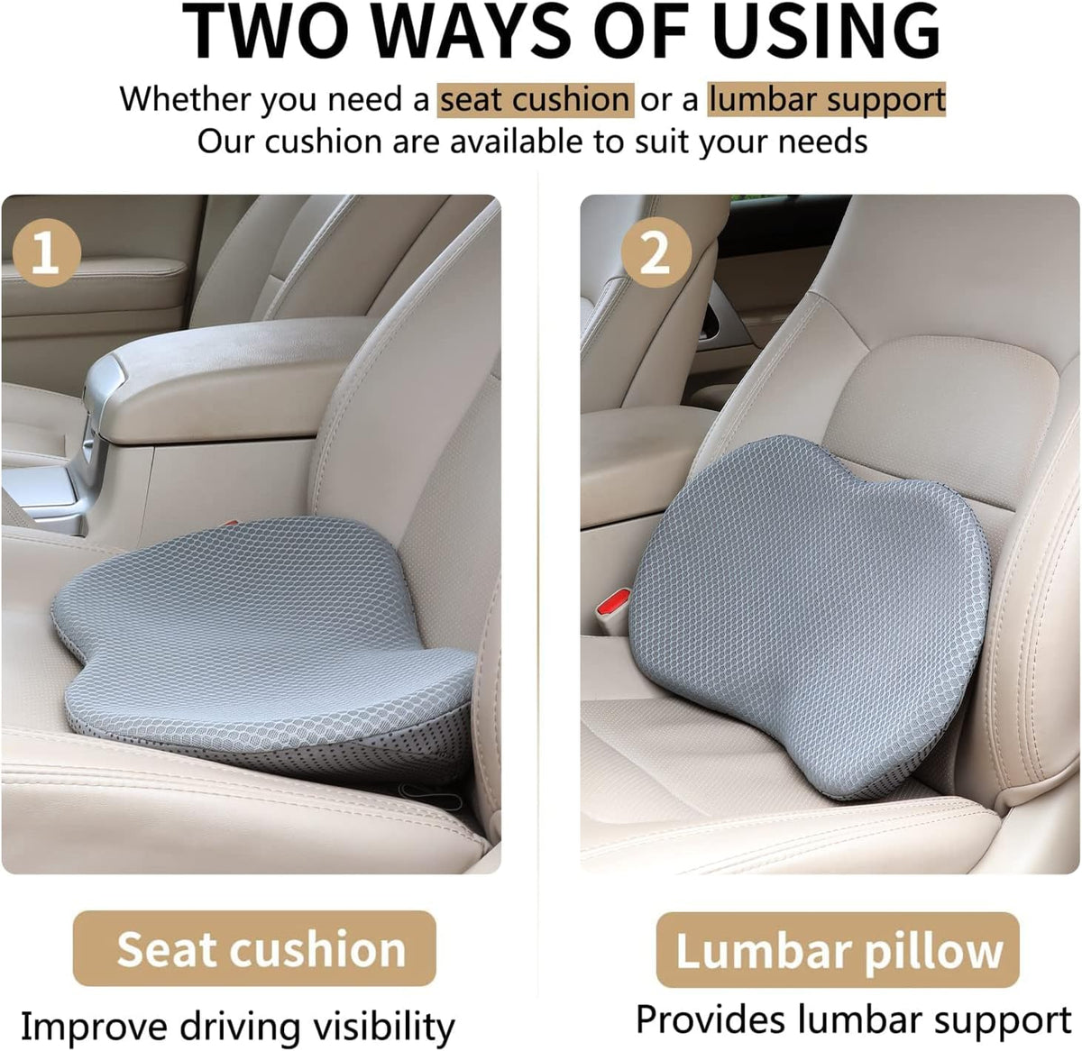 Livtribe Car Seat Cushion, Comfortable Wedge Seat Cushions for Long Driving