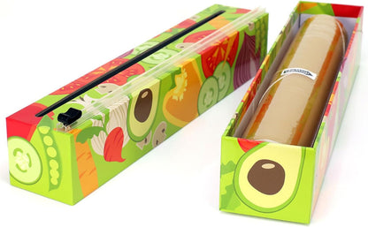 Chicwrap Veggies Refillable Plastic Wrap Dispenser - Includes One 12" x 250' Roll of Professional Grade Plastic Wrap - BPA Free and Kosher Certified - Reusable Dispenser w/Slide Cutter | Reusable Plastic Wrap Dispenser with Four Non-Slip Rubber Feet and