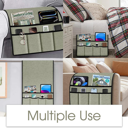 Joywell Remote Caddy Couch Remote Control Holder for Recliner Sofa Armrest Organizer Non Slip Arm Chair Caddie with 6 Pocket Storage for Magazine, Tablet, Phone, iPad, Black