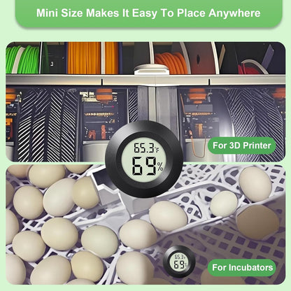 2-Pack Mini Hygrometer Indoor Humidity Meter Digital Thermometer | Small Digital LCD Monitor Thermometer Temperature Gauge Humidity Sensor (℉) or (℃) for Reptile Thermostat, Jars