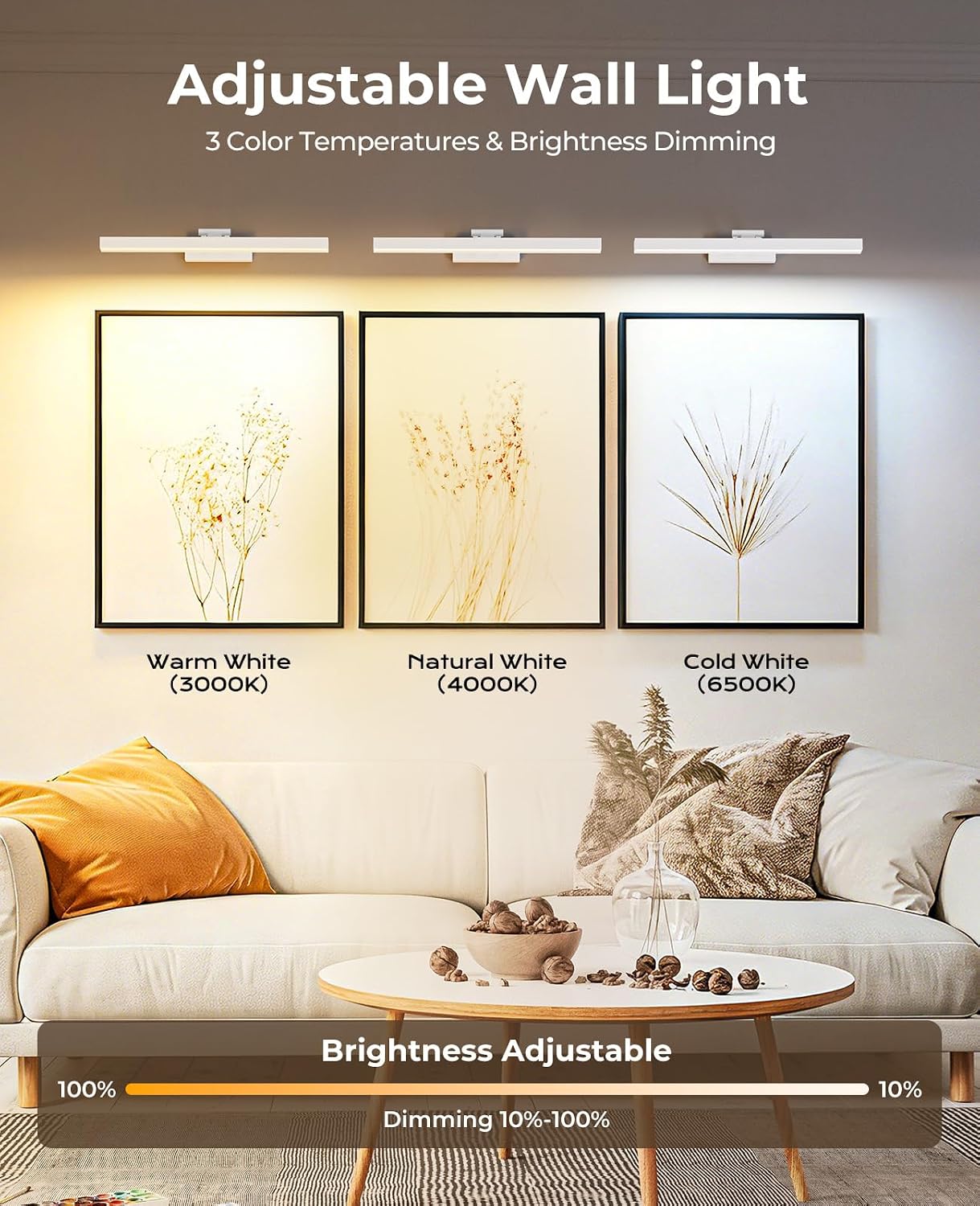 Picture Light for Wall, 16in Battery Wall Sconce Art Light CCT Dimmable Magnetic Battery Lights for Painting with Remote Control for Gallery Artwork Living Room Portraits Hallway 2PCS Black