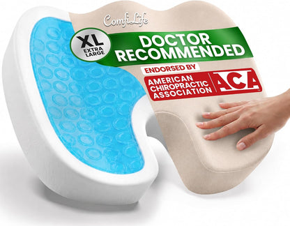 ComfiLife Premium Gel & Memory Foam Seat Cushion – Doctor Recommended Office Chair Cushion, Car Seat Cushion – Chair Cushions for Back & Sciatica Pain Relief – Seat Cushions for Office & Desk (Black)