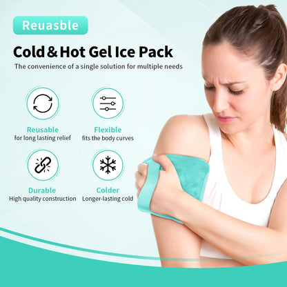 Gel Ice Packs for Injuries Reusable 2 Packs Hot Cold Gel Wrap with Strap