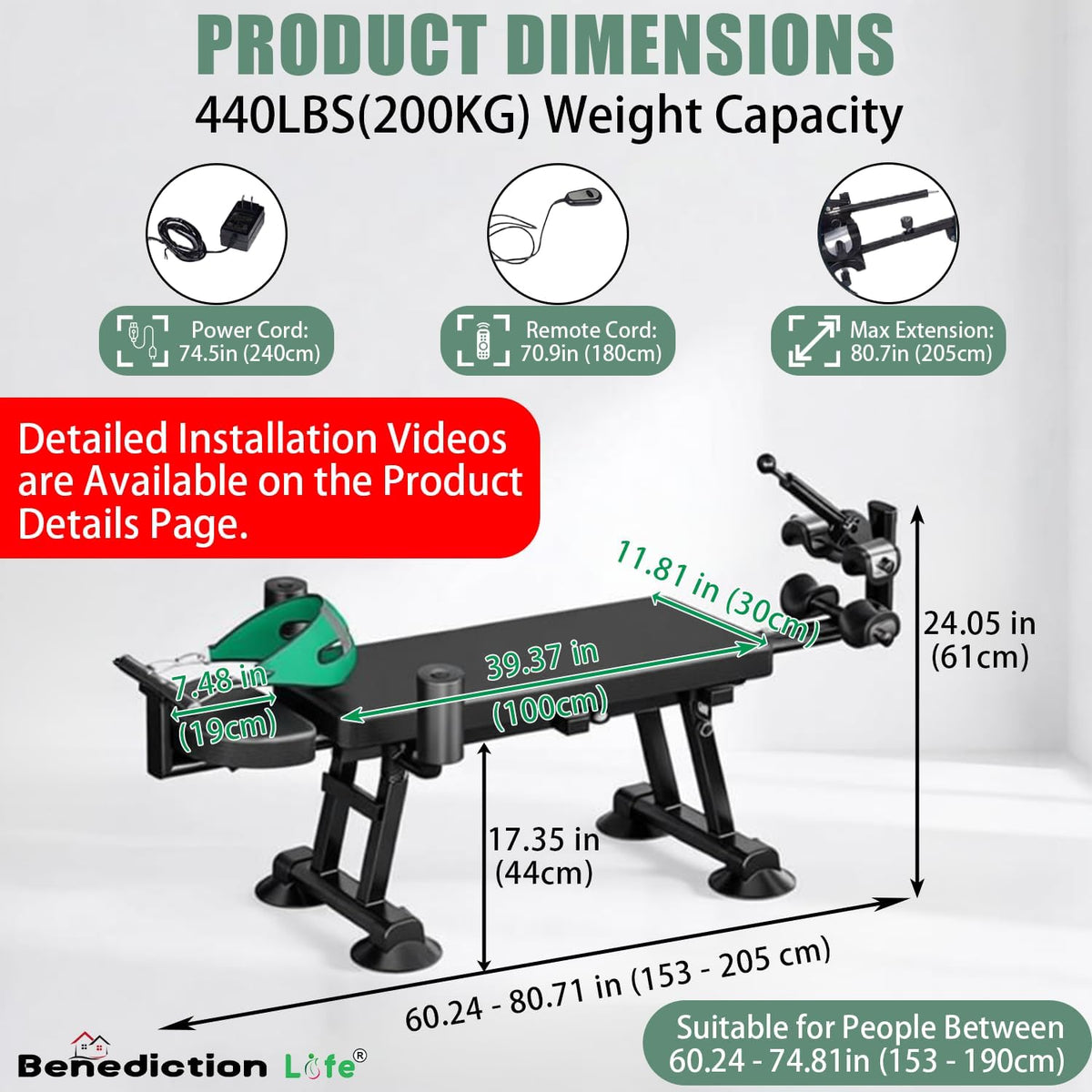 Electric Traction Machine for Neck and Back, Fitness Full Body Traction Device, Home Spinal Decompression Stretcher for Lower Back Pain Relief ,Lumbar & Cervical Traction Decompression Table