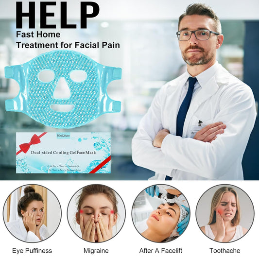 BeeVines Ice Face Mask, Cooling Gel Pack, Cold Compress for Puffy Eyes