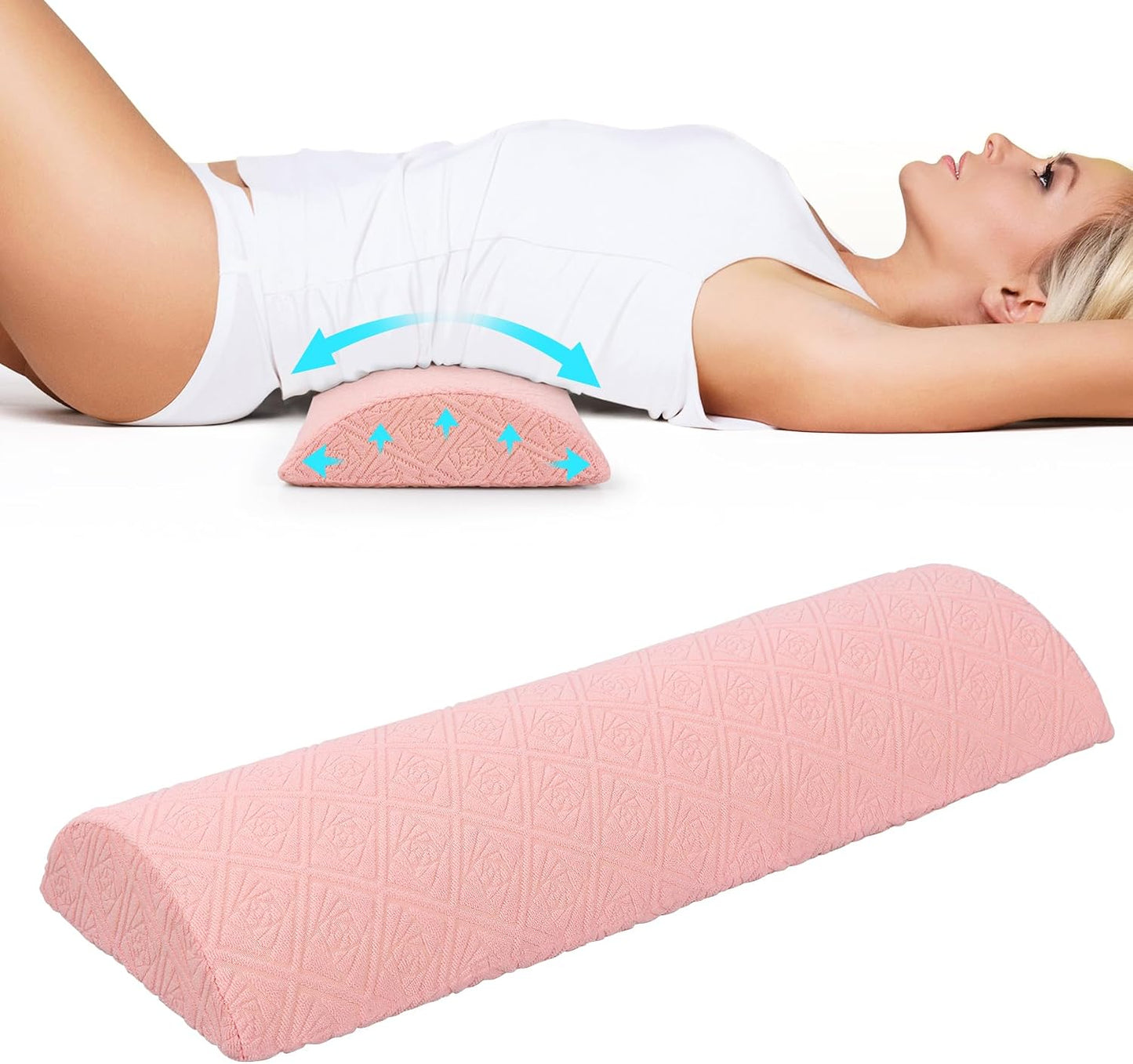 Cozyhealth - 2.95" H*18.7" L - Soft Small Lumbar Pillow for Sleeping, Memory Foam Back Lumbar Support Cushion for Lower Back Pain Relief Bed Waist Sleep Support Pillow for Side, Back (White, Small)