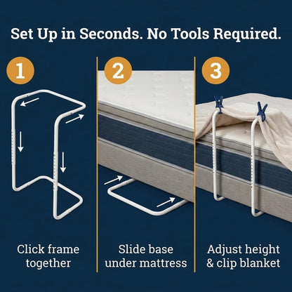 Performore Blanket Lifter for Feet, Bed Lifter, Adjustable 23-31 Inch Bed Cradle, Fits Twin to King Size, Heavy Duty Steel Foot Tent, 2 Clips Included, for Arthritis Restless Legs Surgery Recovery