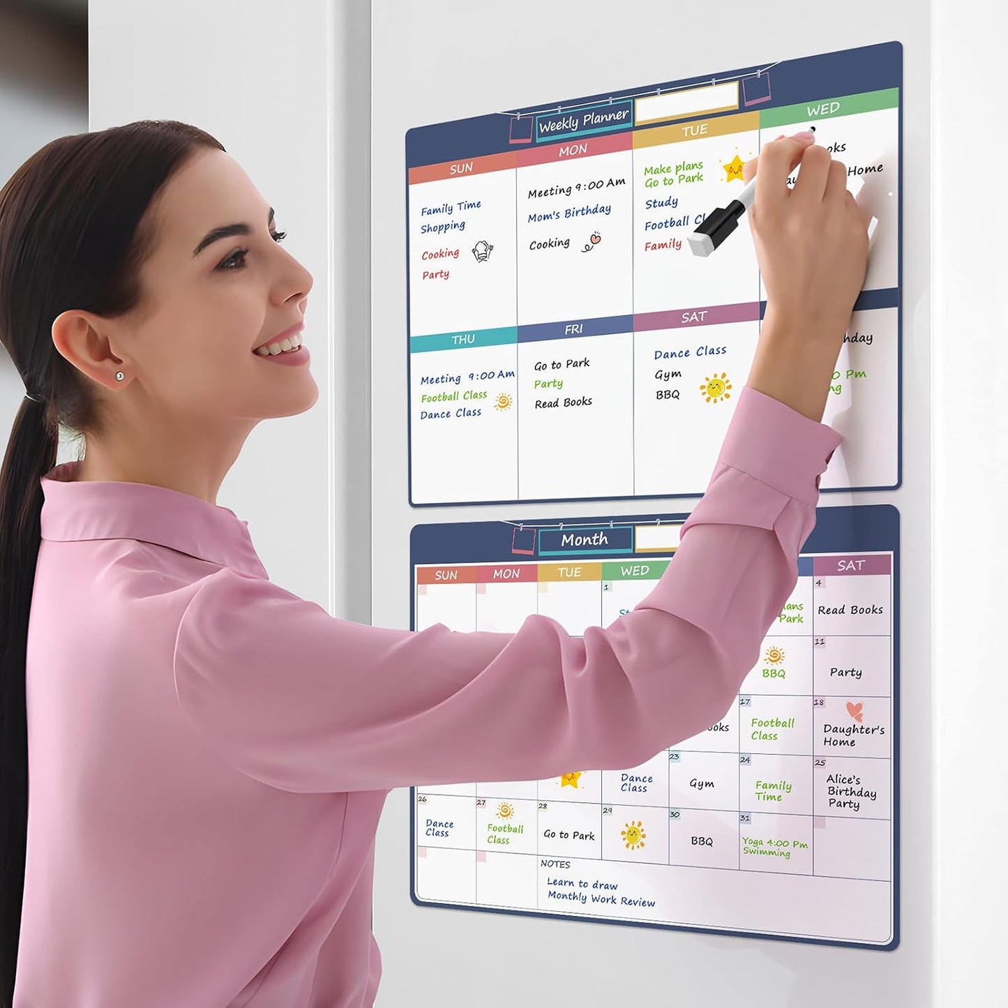 MaxGear Magnetic Dry Erase Calendar for Refrigerator 11"x14" Monthly&Weekly | Erasable Whiteboard Fridge Planner Chore Schedule to do List Magnet Board