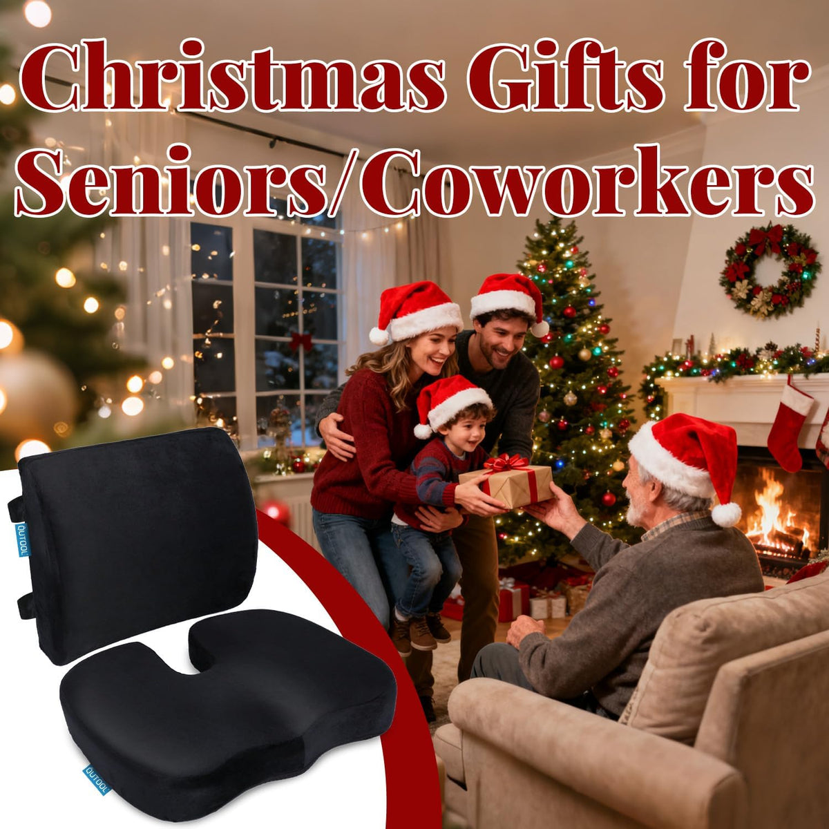 QUTOOL Seat Cushion and Lumbar Support Set for Office Chair – Supports Lower Back & Hips for Long Sitting Comfort, Helps Maintain a Comfortable Sitting Position, Ergonomic Memory Foam, Washable Cover