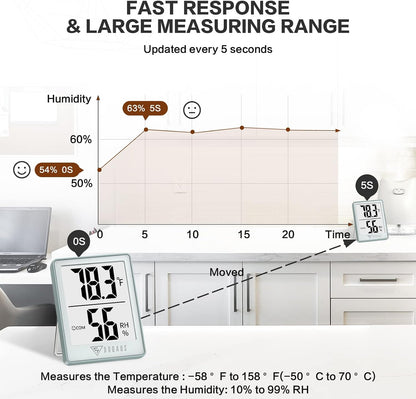 DOQAUS Digital Hygrometer Indoor Thermometer Humidity Meter, Black | Mini Room Thermometer, 5s Fast Refresh, Accurate Temperature and Humidity Monitor for House, Baby Room, Greenhouse, Incubator