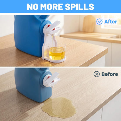 2-Pack White Laundry Detergent Cup Holder & Nozzle Force-Saving Switch, Liquid Soap Detergent Dispenser Holder Drip Tray Catcher Room Organization and Storage Decor