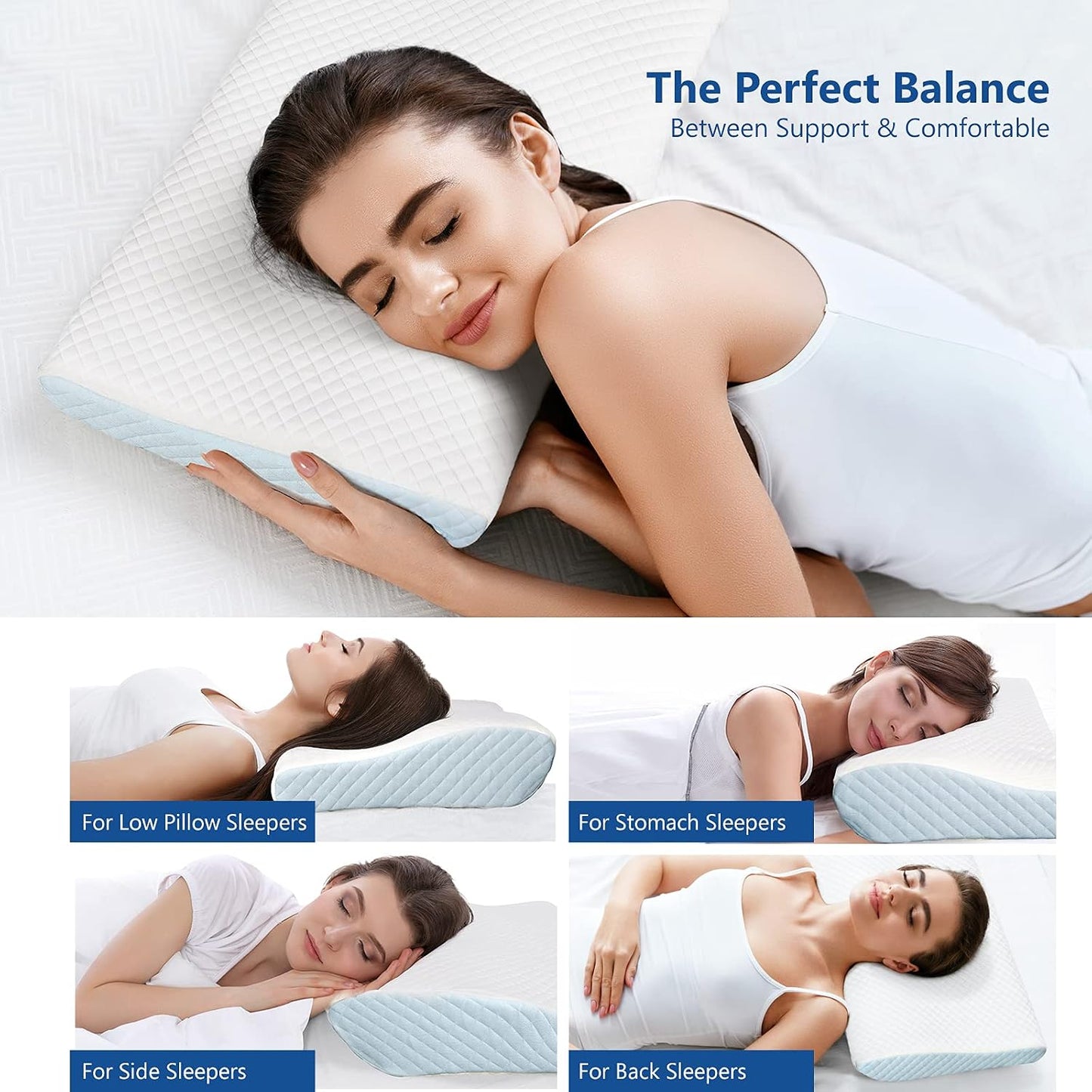 Memory Foam Pillow for Neck Pain Relief, Adjustable Orthopedic Ergonomic Cervical Pillow for Sleeping with Washable Cover, Bed Pillows for Side, Back, Stomach Sleepers