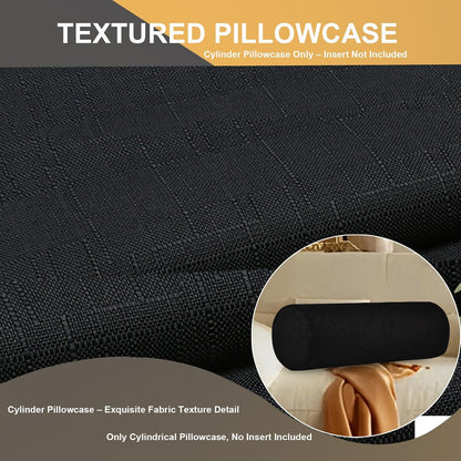 Tinbolunce Neck Roll Pillowcases with Zipper - Full Moon Bolster/Round Cylinder Pillow Case Cover for Bedroom, Living Room, Sofa - Solid Color Cervical Throw Pillow Covers