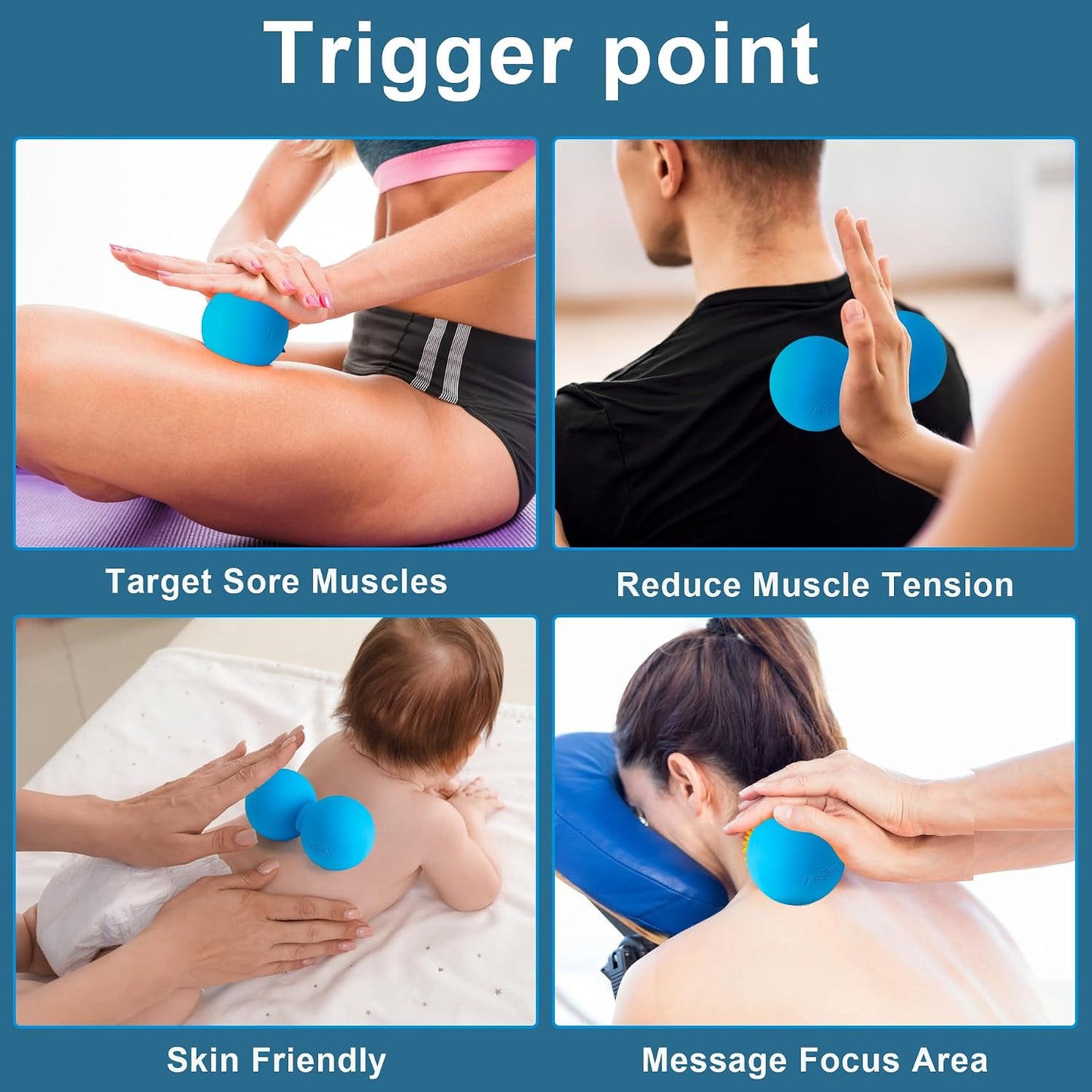 Aegero Peanut Massage Ball-Double Lacrosse Massage Ball (Blue Firm Ball) | Mobility Ball for Myofascial Release,Yoga Therapy,Trigger Point Therapy ,Muscle Knots and Acupoint Massage