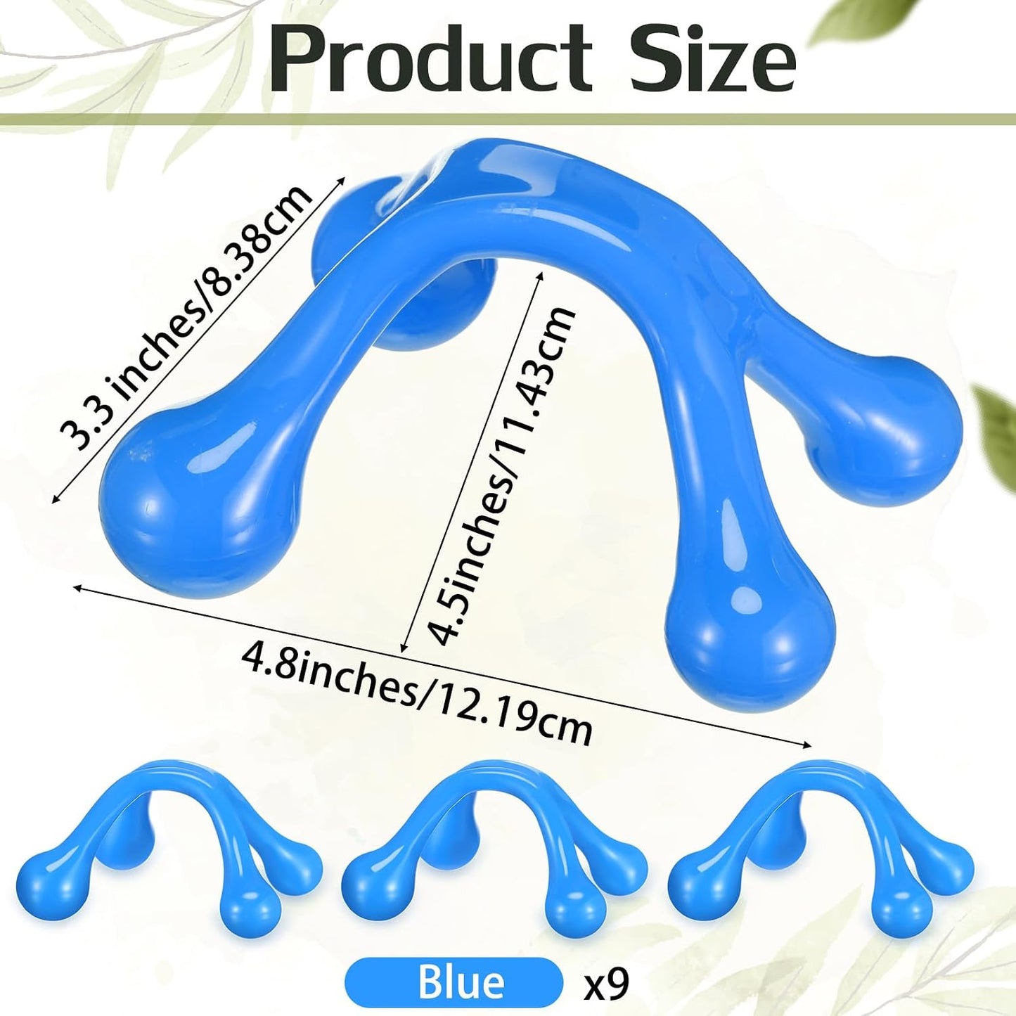 Liliful 9 Pcs 4 Point Massage Tools Small Hook Massager Handheld Palm Shaped Manual Back and Neck Massager Tools 4 Legged Hand Held for Body Muscles Arm Shoulder Leg(Blue, Pink, Orange)