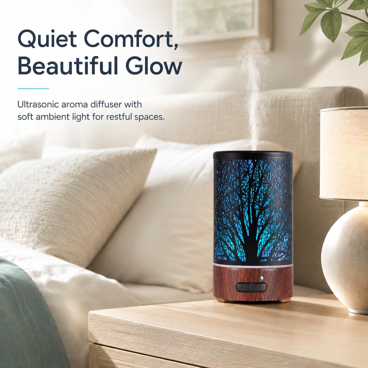 Tree Essential Oils Diffuser for Home 150ML Aromatherapy Diffuser | Birthday Gifts for Women mom,Metal Cool Mist Humidifier with 7 Colors Lights Waterless Auto Off Air Diffusers