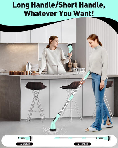 Electric Spin Scrubber, Shower Scrubber Cordless Scrub Brush, Green