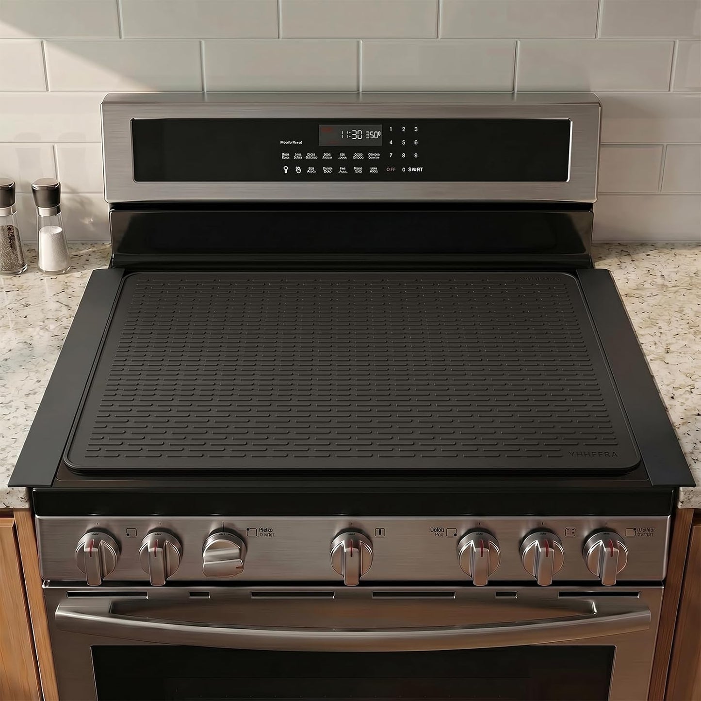 Silicone Stove Gap Covers with Stainless Steel, Oven Gap Filler Seals Gaps Between Stovetop and Counter, Stove Gap Guards Range Trim Kit, Easy to Clean Stove Gap Guard (Black 2 Pack,25")
