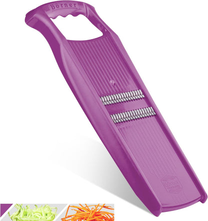 Börner Roko PowerLine Vegetable Slicer Set (2-piece) • Fine Julienne Cutter for Fruit and Vegetables + Safety Guard • Julienne Slicer • Mandoline Slicer Set • Kitchen Slicer (Red)