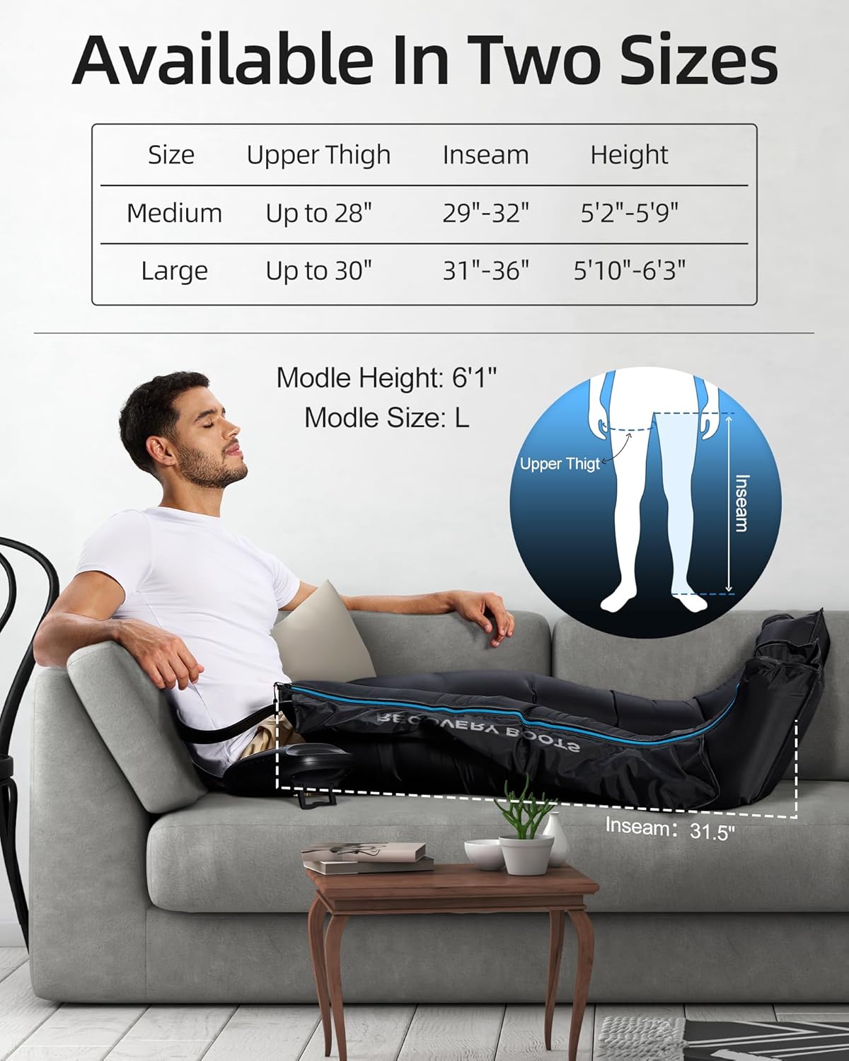 YINGGG Upgraded Leg Compression Recovery System, Cordless Professional Full Leg Compression Massager Boots with Heat, Pro Sequential Compression Device for Circulation Warm-up and Fast Recovery-Medium