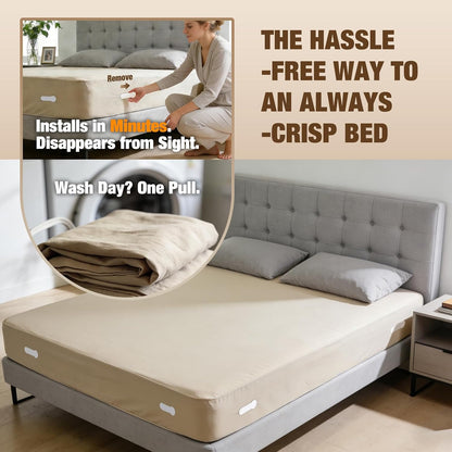 HOUSE AGAIN Bed Sheet Holders for Corners, 8-Point Grip Locking Clips & Straps Keep Fitted Sheets Firm, Tight and Smooth, No More Loose Sheets, Easy One-Time Installation (White)