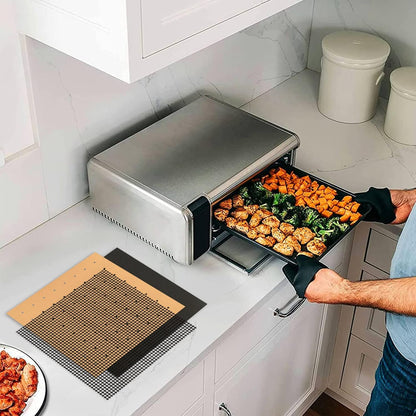 WMKGG Silicone Air Fryer Liners, 2PCS Air Fryer Silicone Liners | Reusable Rectangular Non-Stick Basket Accessories for Ninja Foodi Dual DZ201/DZ401 8-10QT