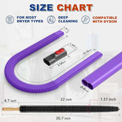 Sealegend Dryer Vent Cleaner Kit Compatible with Dyson Dryer Lint Vacuum Attachment for Dyson V7 V8 V10 V11 V12 V15 etc Cordless Vacuum Cleaner Removes Deep Lint | Gray Dryer Lint Trap Clean Hose Compatible with Dyson Dyson V7 V8 V10 V11 V12 V15 V15s