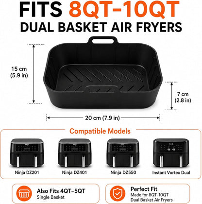 Silicone Air Fryer Liners, 2 Silicone Air Fryer Liners & Accessories